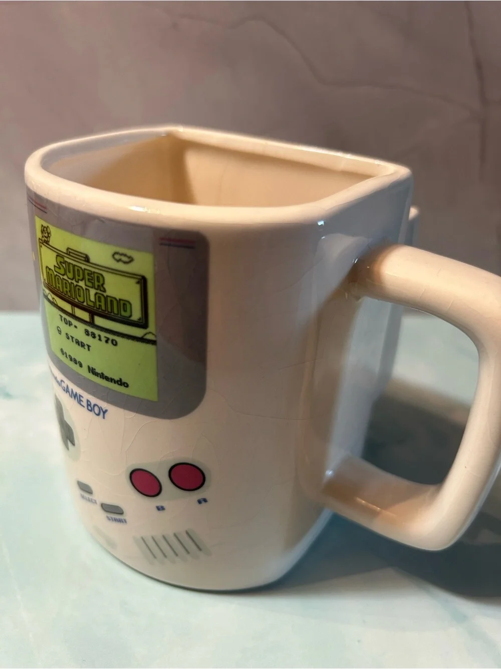 Nintendo Game Boy Style Ceramic Mug in White with Pink Buttons